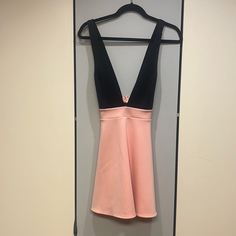 Deep V two-toned dress